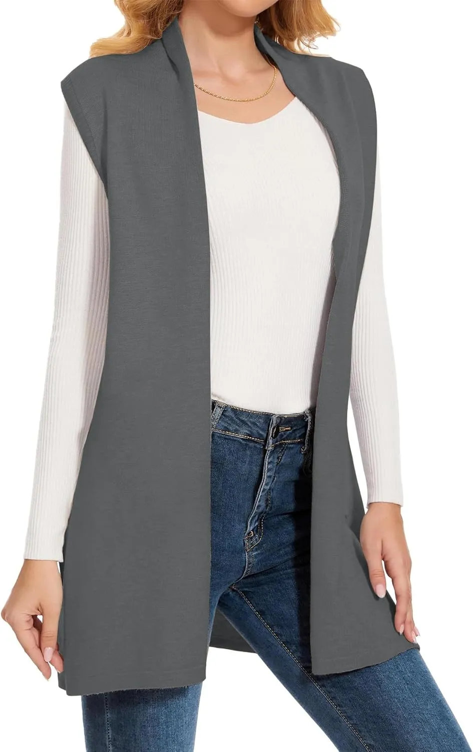 Sleeveless Cardigans for Women Open Front Knit Vest for Spring Summer Fall