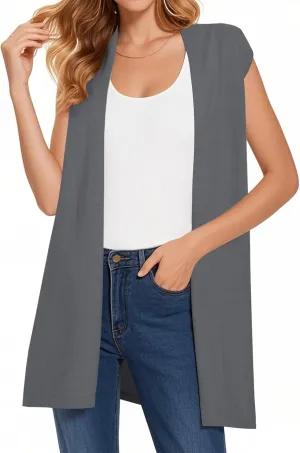 Sleeveless Cardigans for Women Open Front Knit Vest for Spring Summer Fall