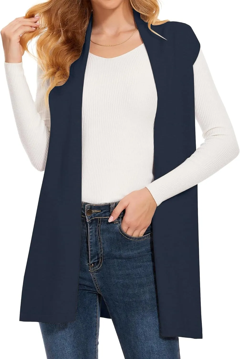 Sleeveless Cardigans for Women Open Front Knit Vest for Spring Summer Fall