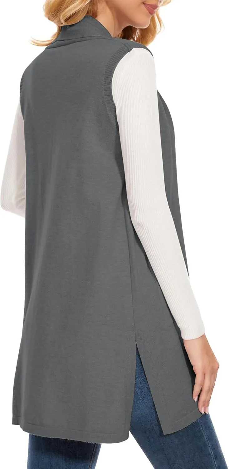 Sleeveless Cardigans for Women Open Front Knit Vest for Spring Summer Fall