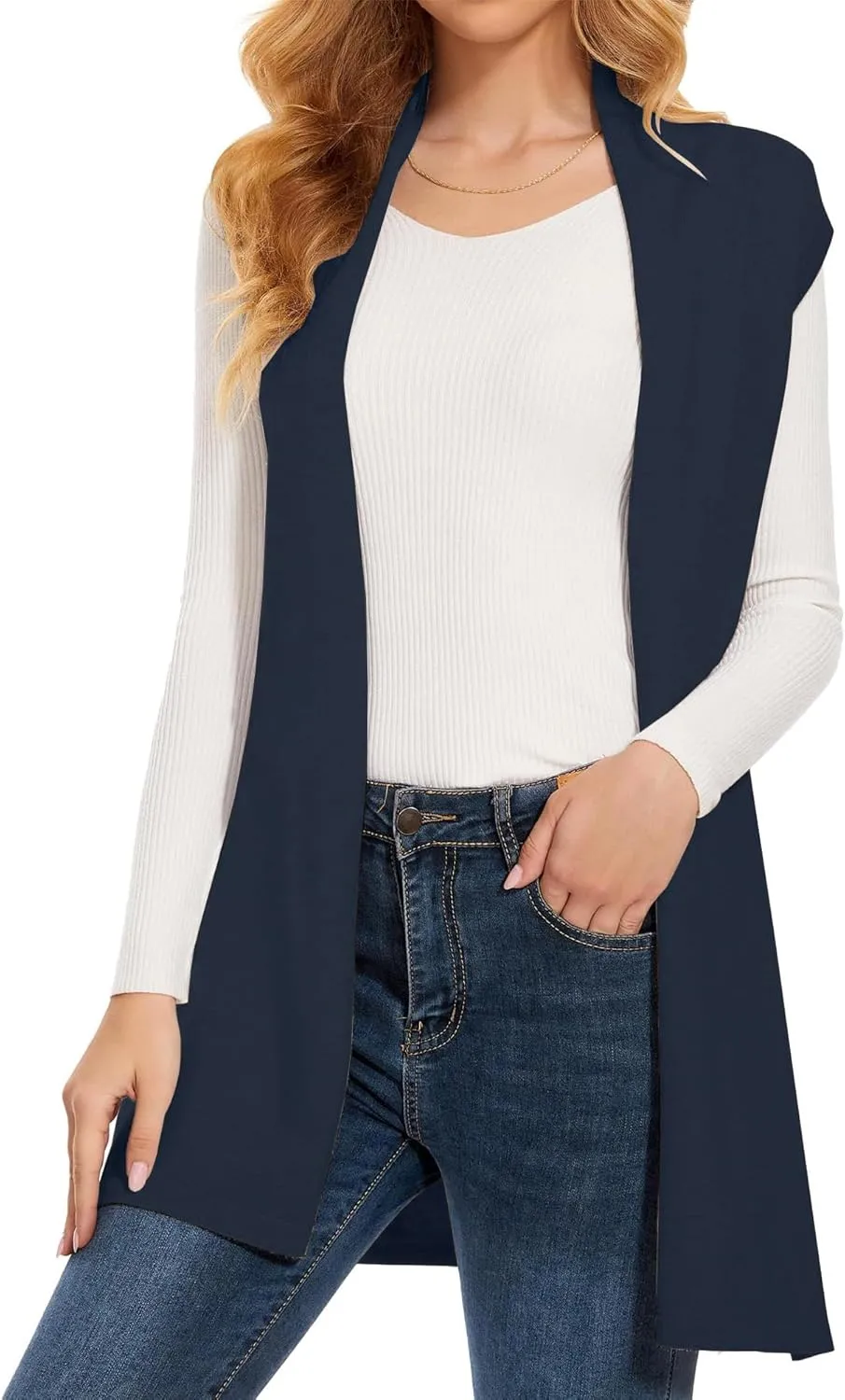 Sleeveless Cardigans for Women Open Front Knit Vest for Spring Summer Fall