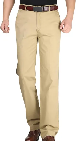 Slim Fit Dress Pants for Men 2023 Fashion Causal Flat Front Solid Straight Legs Regular Fit Buckle Zipper Trouser
