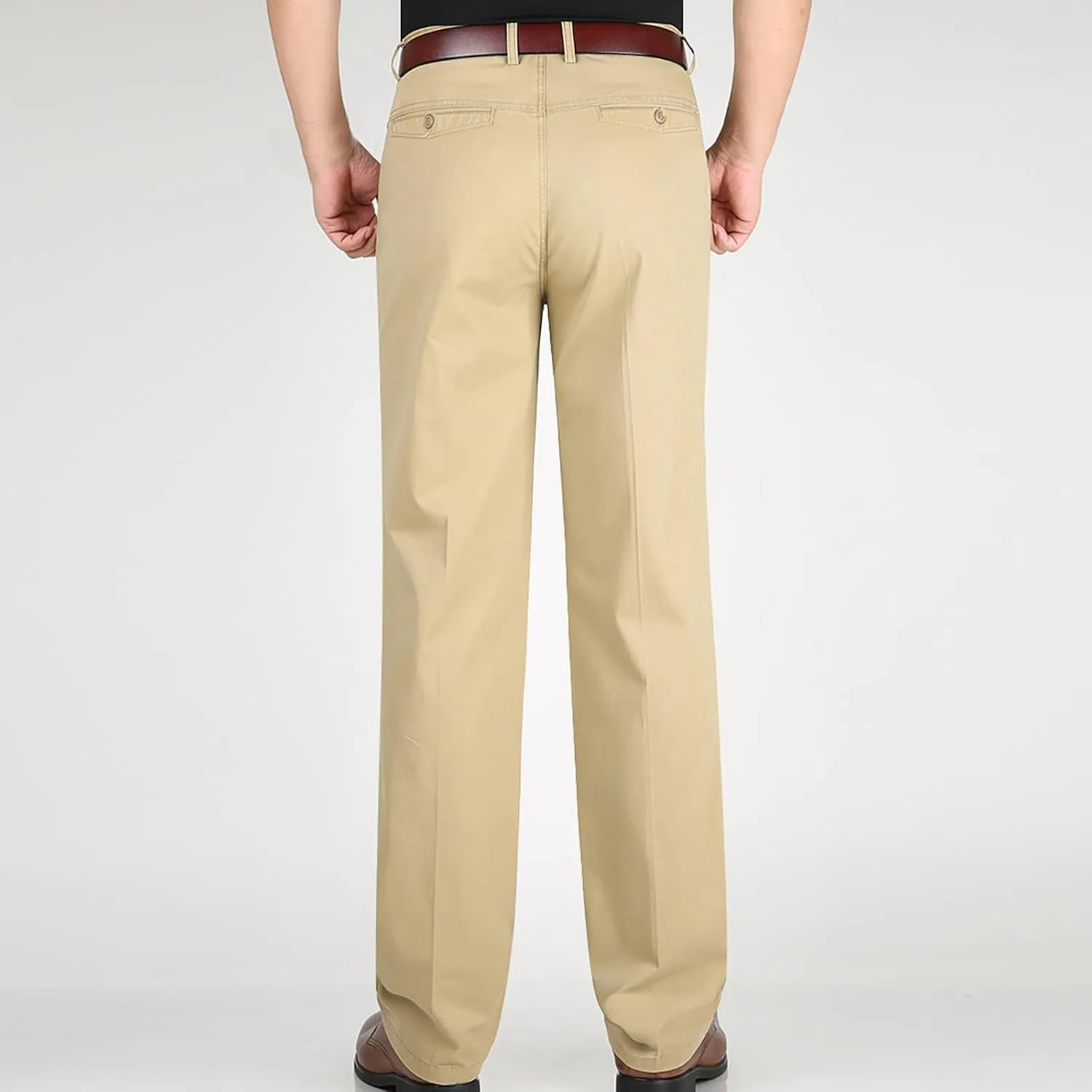 Slim Fit Dress Pants for Men 2023 Fashion Causal Flat Front Solid Straight Legs Regular Fit Buckle Zipper Trouser