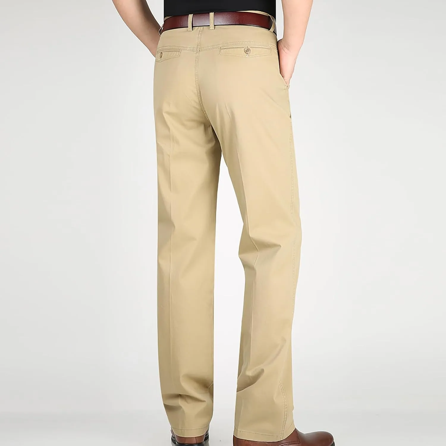 Slim Fit Dress Pants for Men 2023 Fashion Causal Flat Front Solid Straight Legs Regular Fit Buckle Zipper Trouser