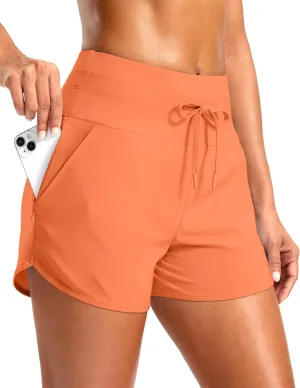 Soothfeel Women's Athletic Running Shorts with Zipper Pockets 3" High Waisted Workout Active Gym Shorts for Women with Liner