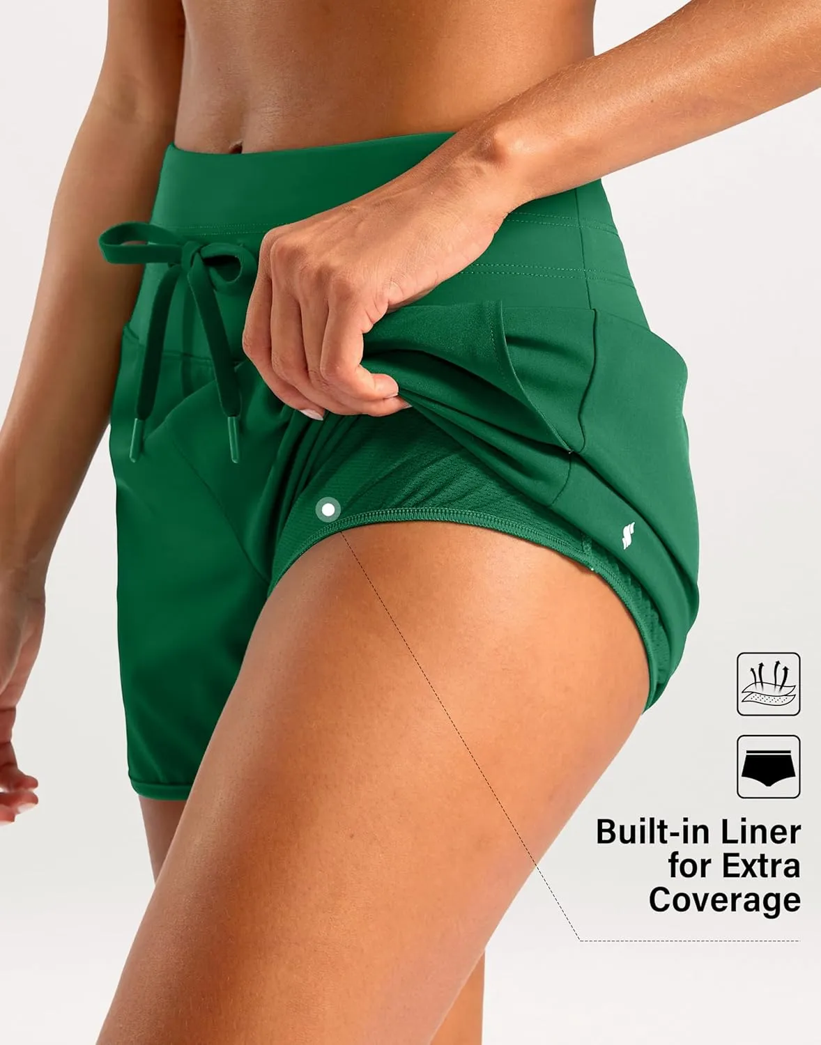 Soothfeel Women's Athletic Running Shorts with Zipper Pockets 3" High Waisted Workout Active Gym Shorts for Women with Liner