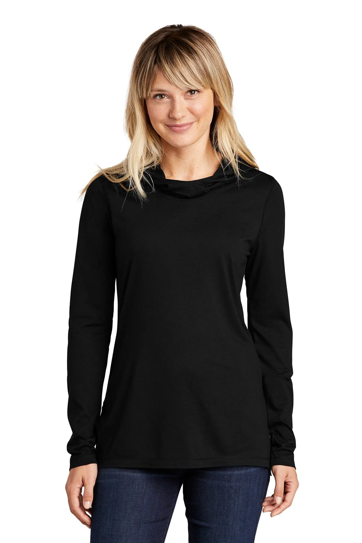 Sport-Tek Ladies PosiCharge Tri-Blend Wicking Customized Long Sleeve Hoodies, Black Triad Solid