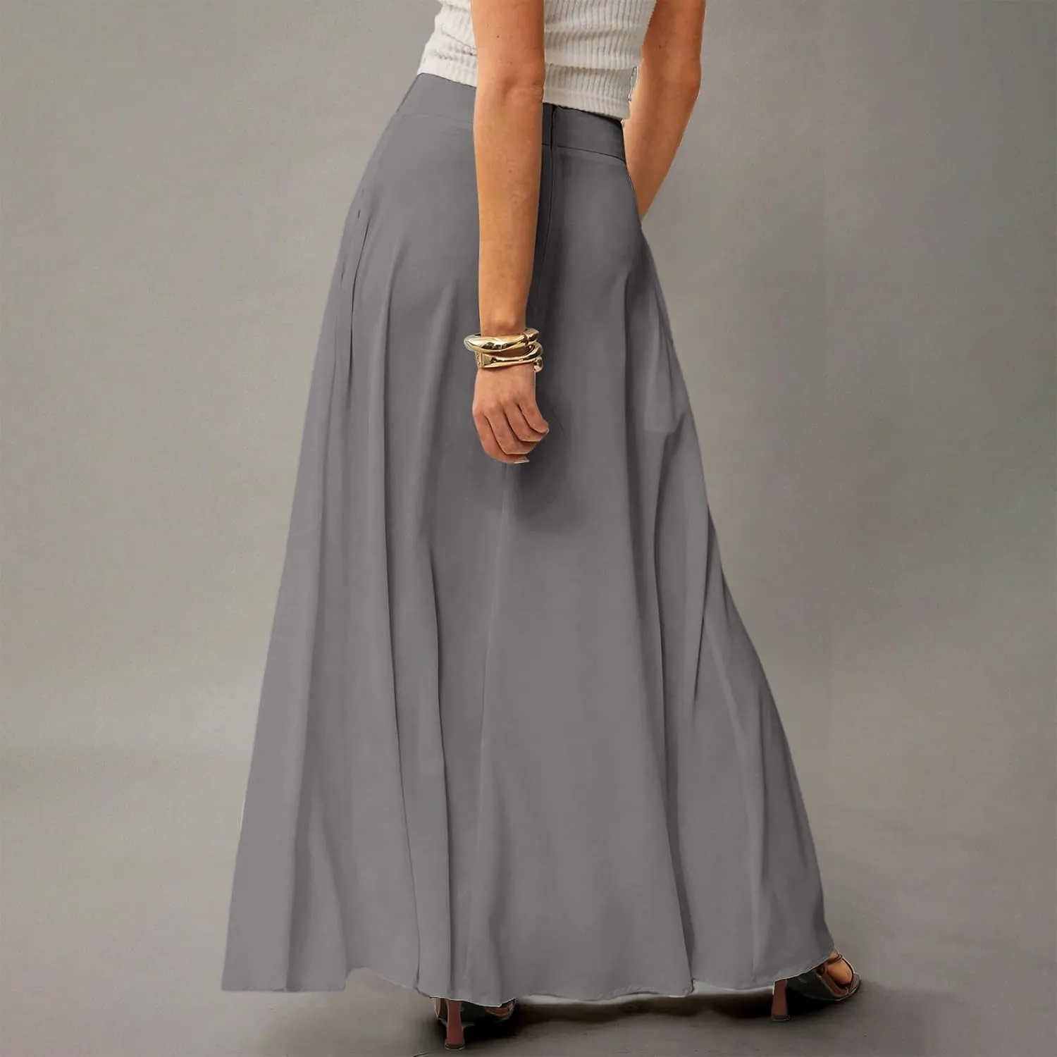 Summer Boho Floral Maxi Skirts for Women 2025 Casual Trendy A-Line Elastic High Waist Long Flowy Skirt with Pocket