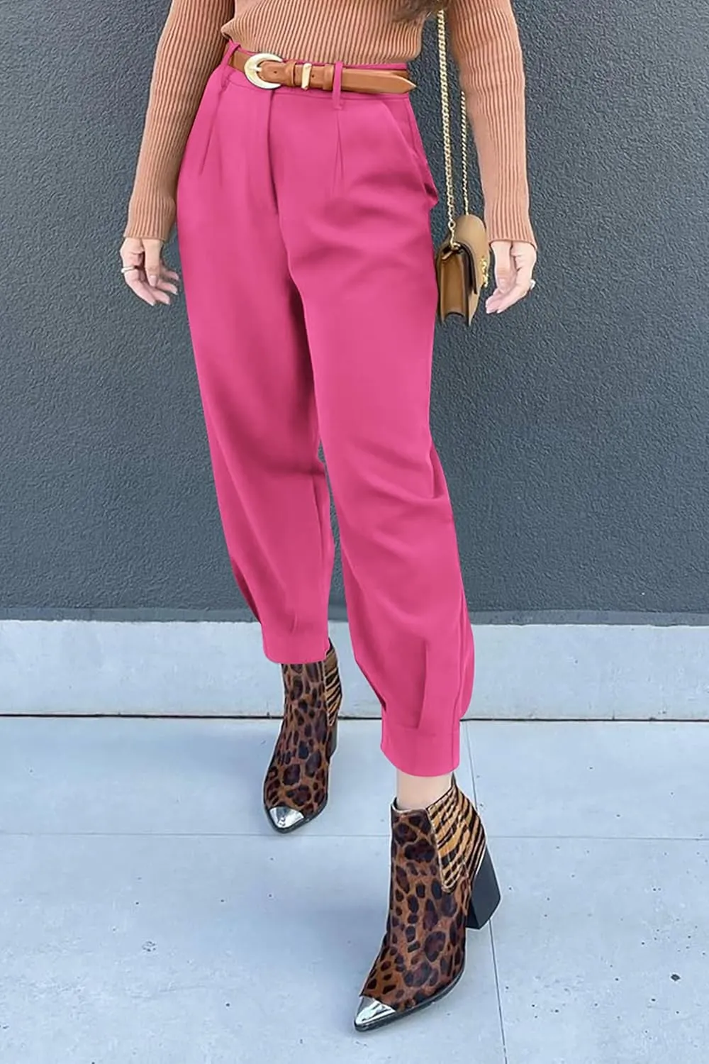 Summer Dress Pants Women Business Lightweight High Waist Pants Dressy Casual Ankle Length Work Office Trouser Slacks