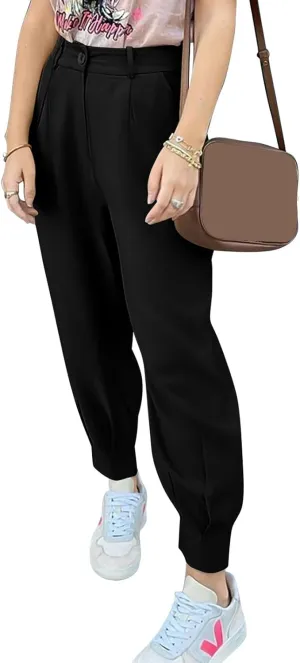 Summer Dress Pants Women Business Lightweight High Waist Pants Dressy Casual Ankle Length Work Office Trouser Slacks