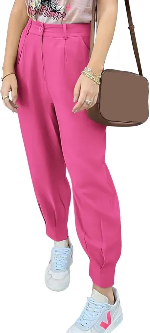 Summer Dress Pants Women Business Lightweight High Waist Pants Dressy Casual Ankle Length Work Office Trouser Slacks