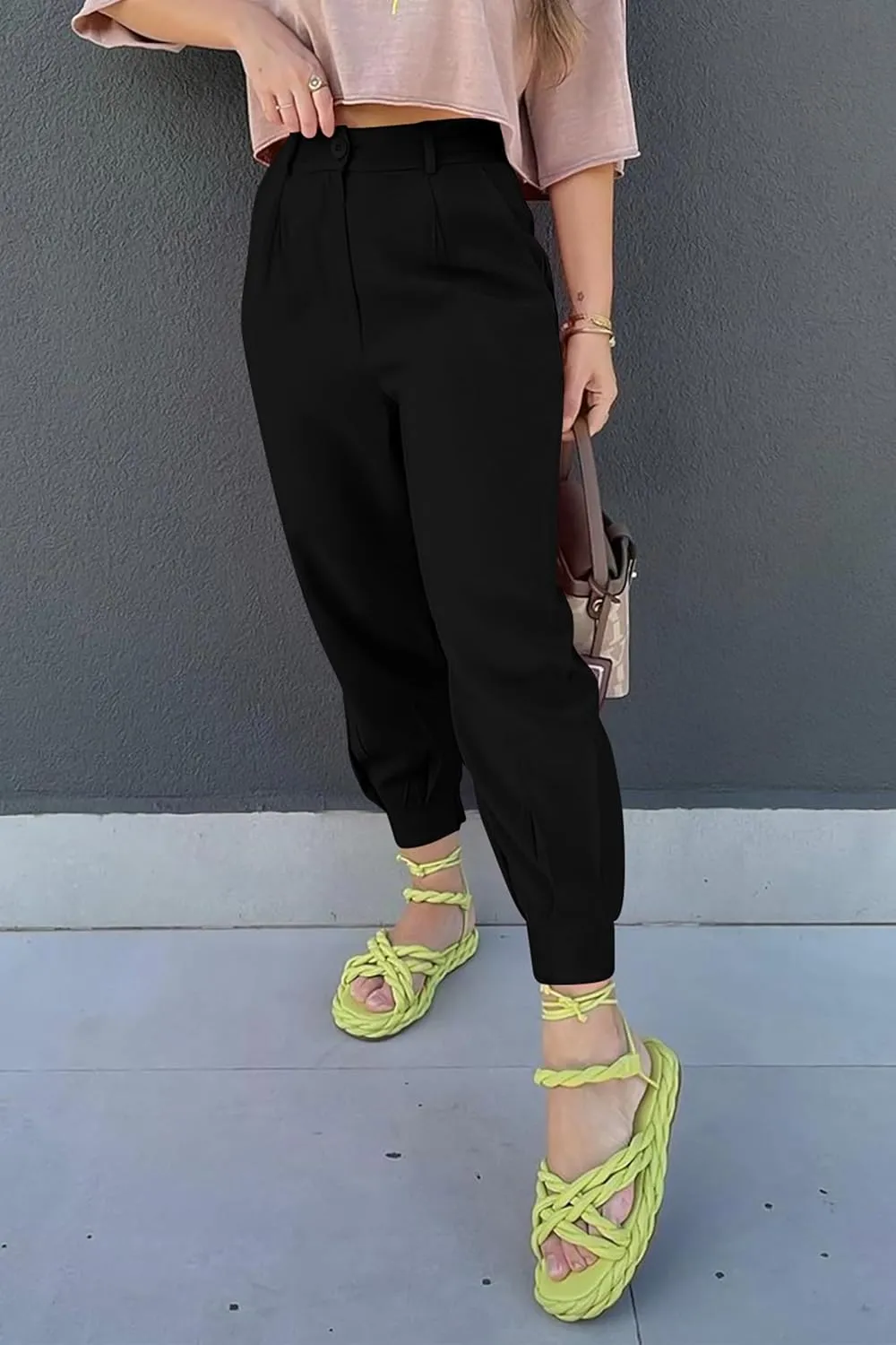 Summer Dress Pants Women Business Lightweight High Waist Pants Dressy Casual Ankle Length Work Office Trouser Slacks