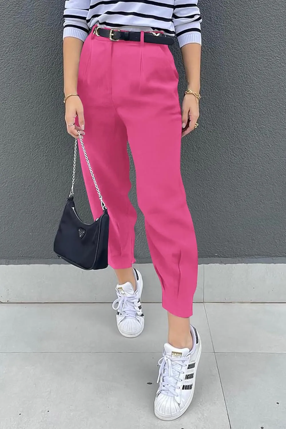 Summer Dress Pants Women Business Lightweight High Waist Pants Dressy Casual Ankle Length Work Office Trouser Slacks