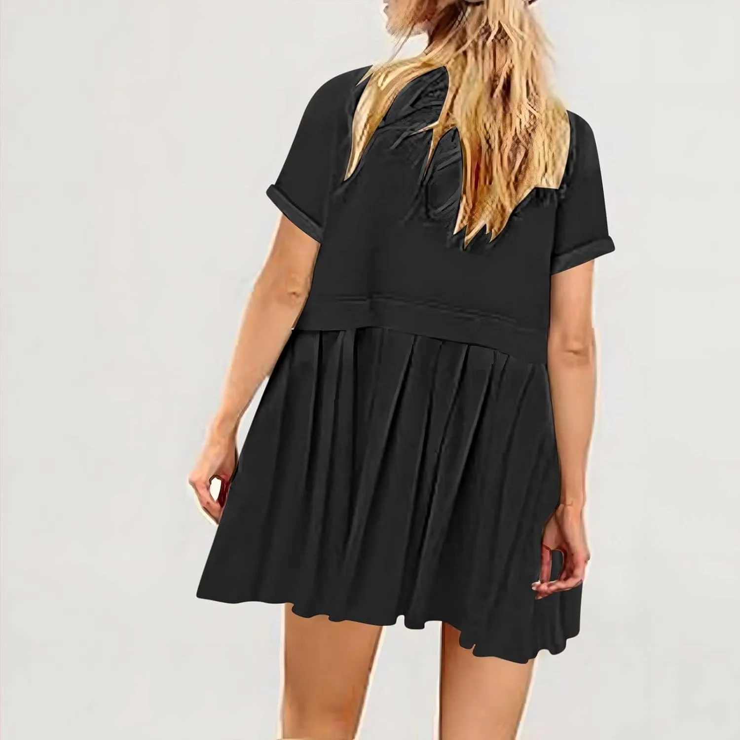 Summer Dresses for Women Oversized Sweatshirts Dress Mini Boho Tennis Dress Ruffle Babydoll Dresses 2024, Small