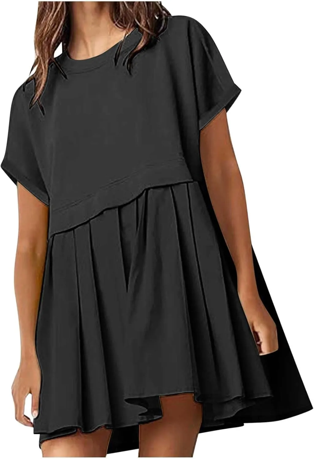 Summer Dresses for Women Oversized Sweatshirts Dress Mini Boho Tennis Dress Ruffle Babydoll Dresses 2024, Small