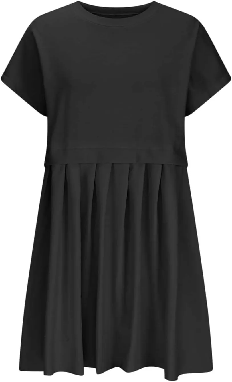 Summer Dresses for Women Oversized Sweatshirts Dress Mini Boho Tennis Dress Ruffle Babydoll Dresses 2024, Small