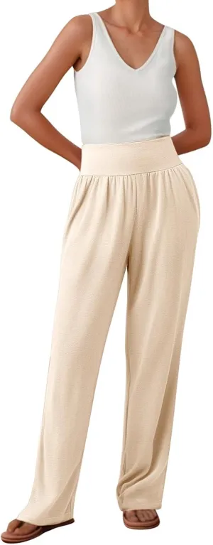 Summer Pants for Women 2025 Vacation Dress Pants Business Casual High Waist Stretchy Trousers Office Slacks Bottoms
