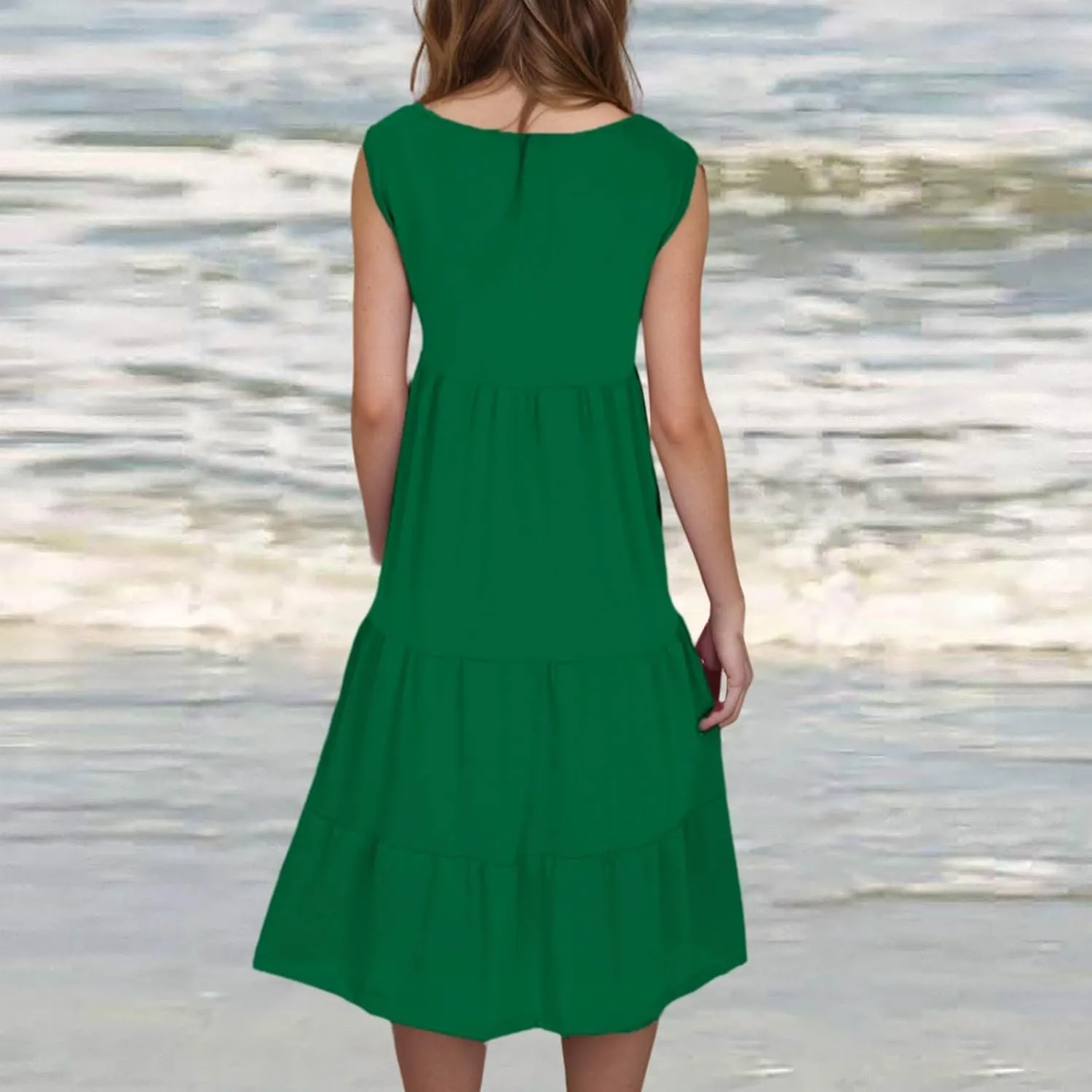 Summer Sundress for Women Casual Sleeveless Flowy Tiered Plus Size Dress Fashion Boho Beach Vacation Dresses S-5XL