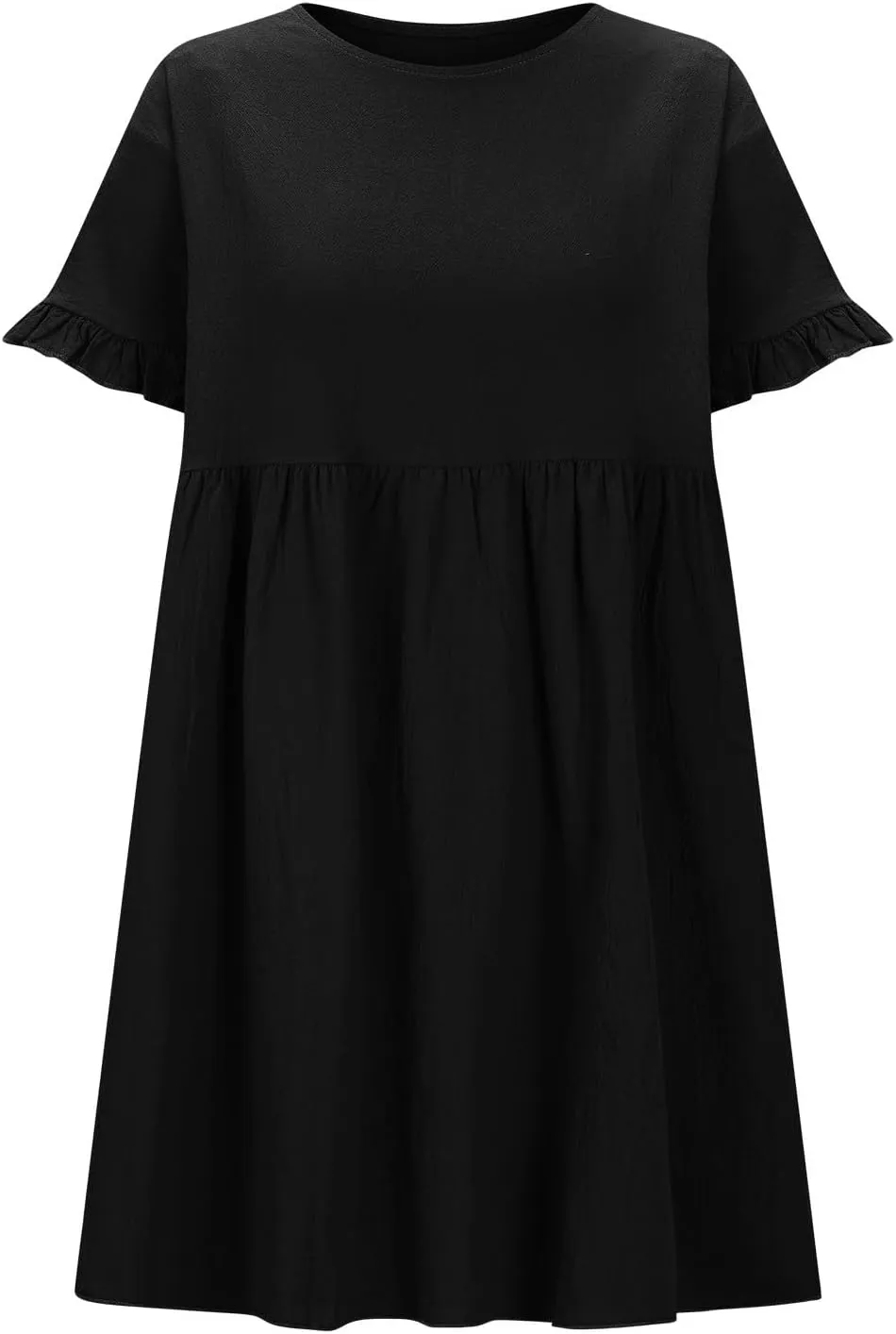 Sundresses for Women 2025 Cotton Linen Short Sleeve Crewneck Summer Dress Crewneck Beach Vacation Dresses