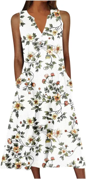 Sundresses for Women's 2025 Vacation Beach Casual Plus Size Midi Sun Dress Trendy Loose Flowy Summer Boho Long Dresse