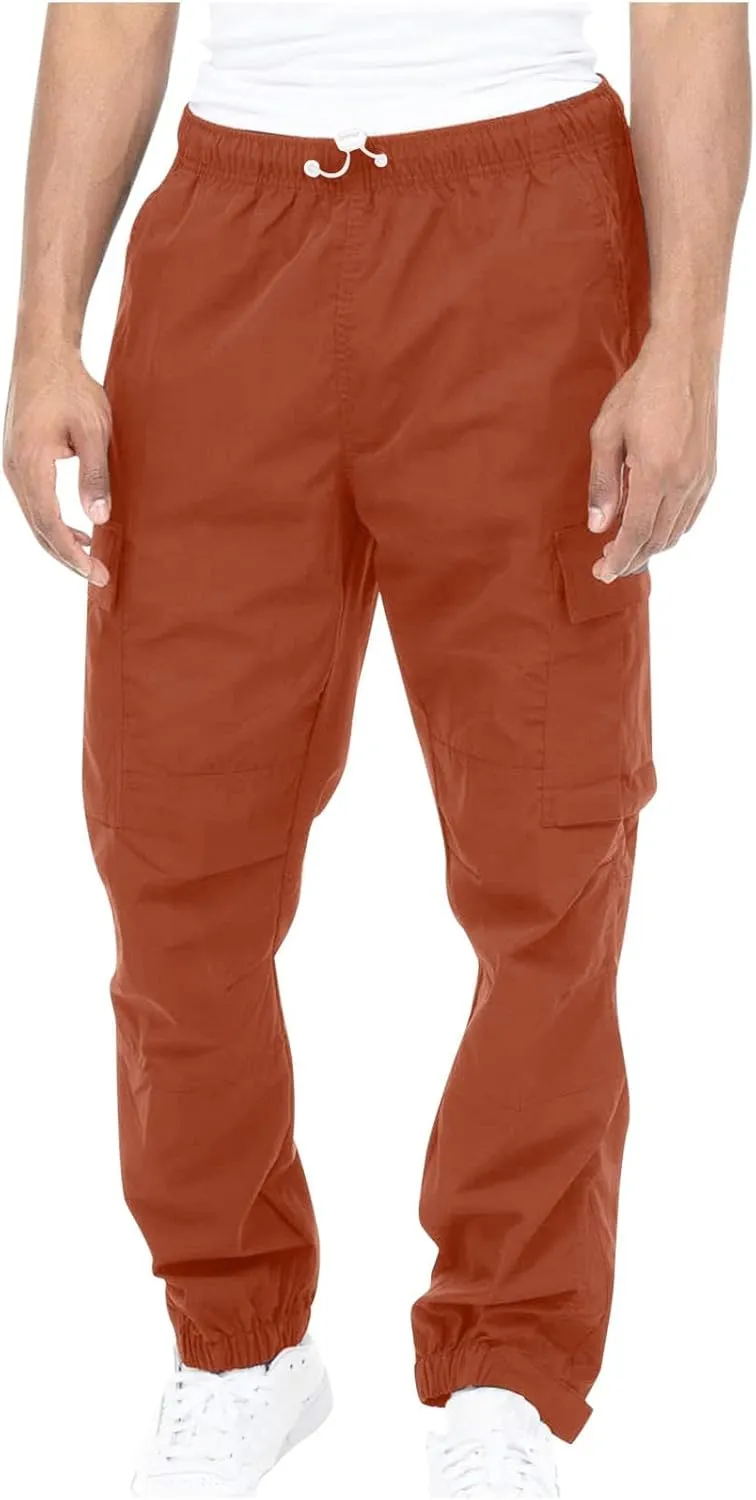 Sweatpant for Men with Pockets Workout Sports Pant Men's Cargo Pants Elastic Waist Joggers Solid Casual Multi Pockets