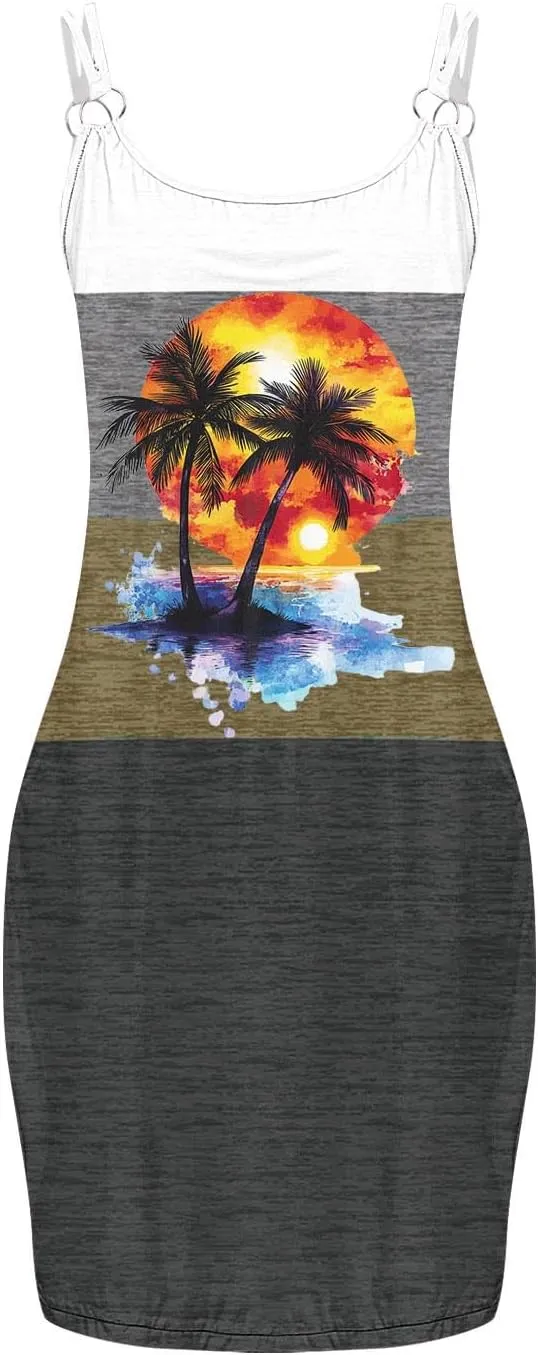 TARIENDY Women's Summer Dresses Casual Sleeveless Sundress Graphic Printed Mini Dress Beach Vacation Outfits with Pockets