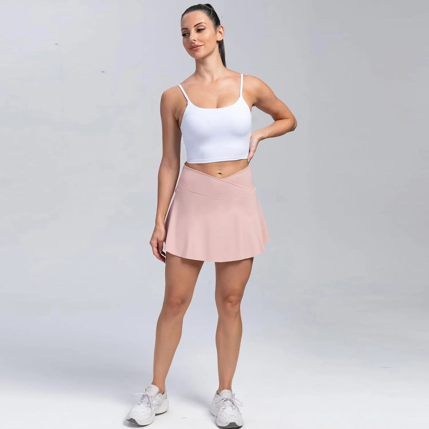 Tennis Skirts for Women with Shorts Underneath Cute Athletic Skirts with Pockets Slit High Waisted Golf Skirt