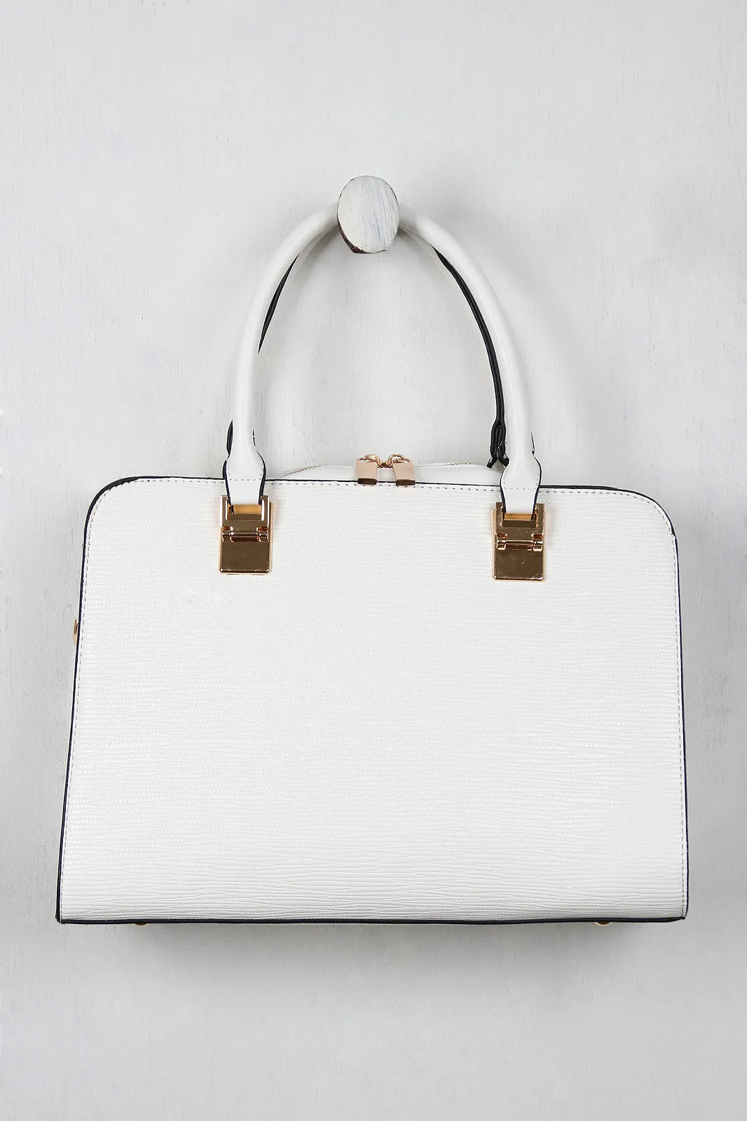 Textured Vegan Leather Structured Handbag