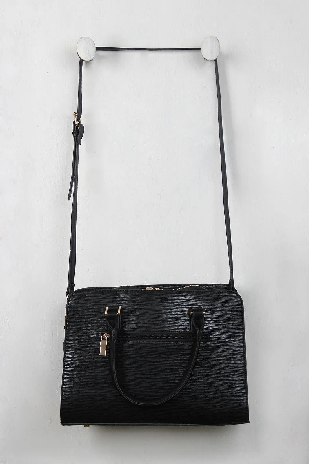 Textured Vegan Leather Structured Handbag