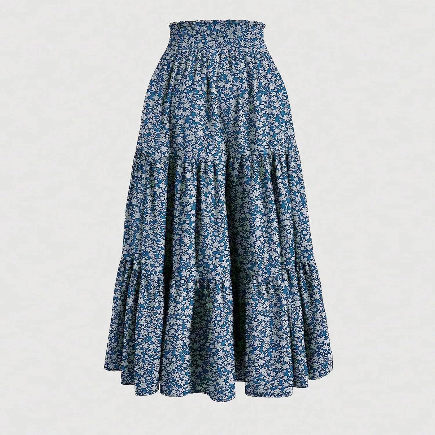 Tiered Maxi Skirts for Women Comfy Ruffle Hem Flowy Swing Long Skorts Elastic High Waisted Summer Cover Ups