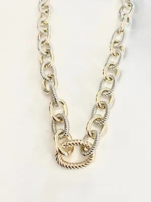 Two Tone Texture Link Necklace