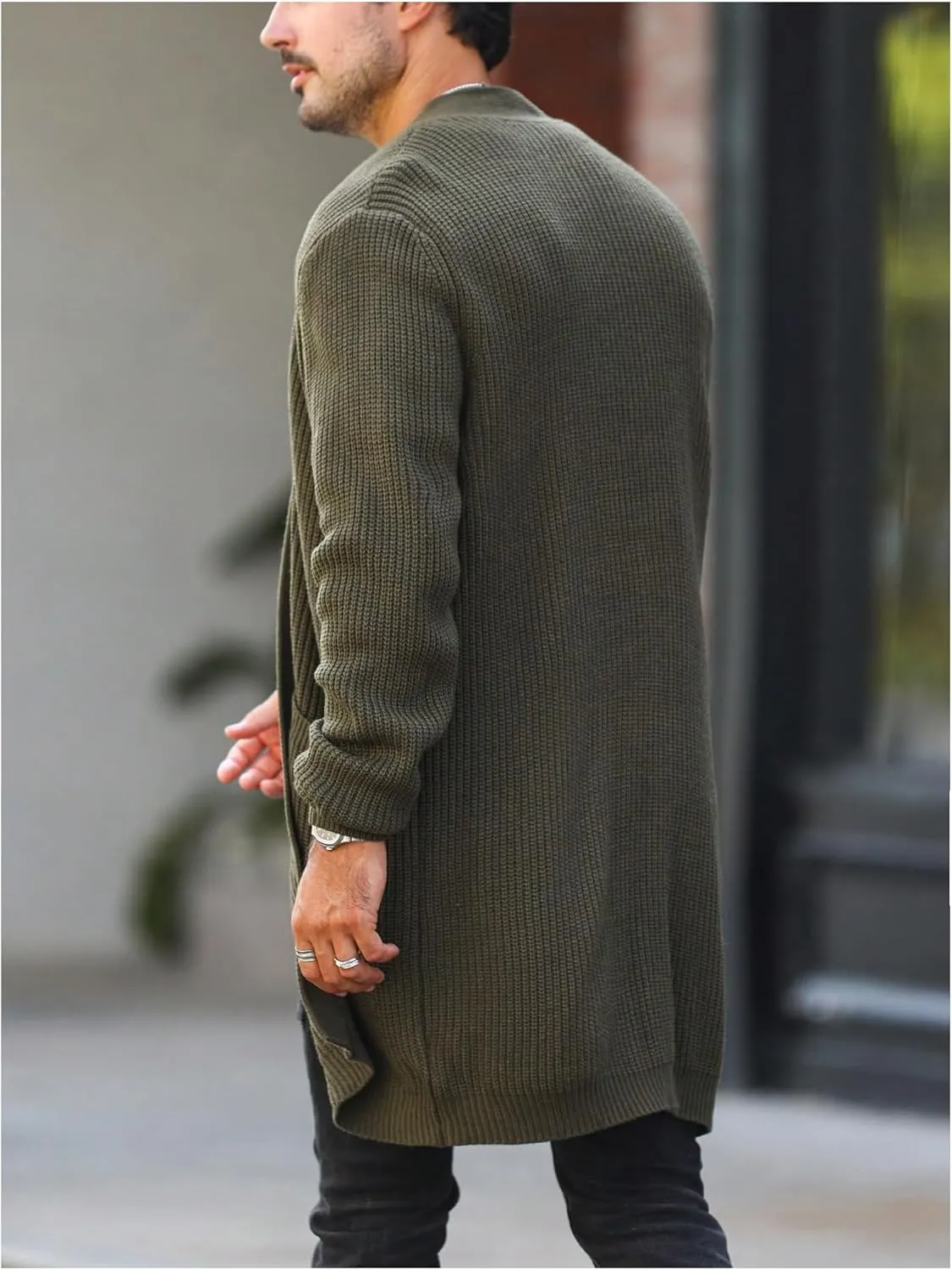 Verdusa Men's Long Sleeve Loose Cardigans Open Front Knitted Sweater Outwear