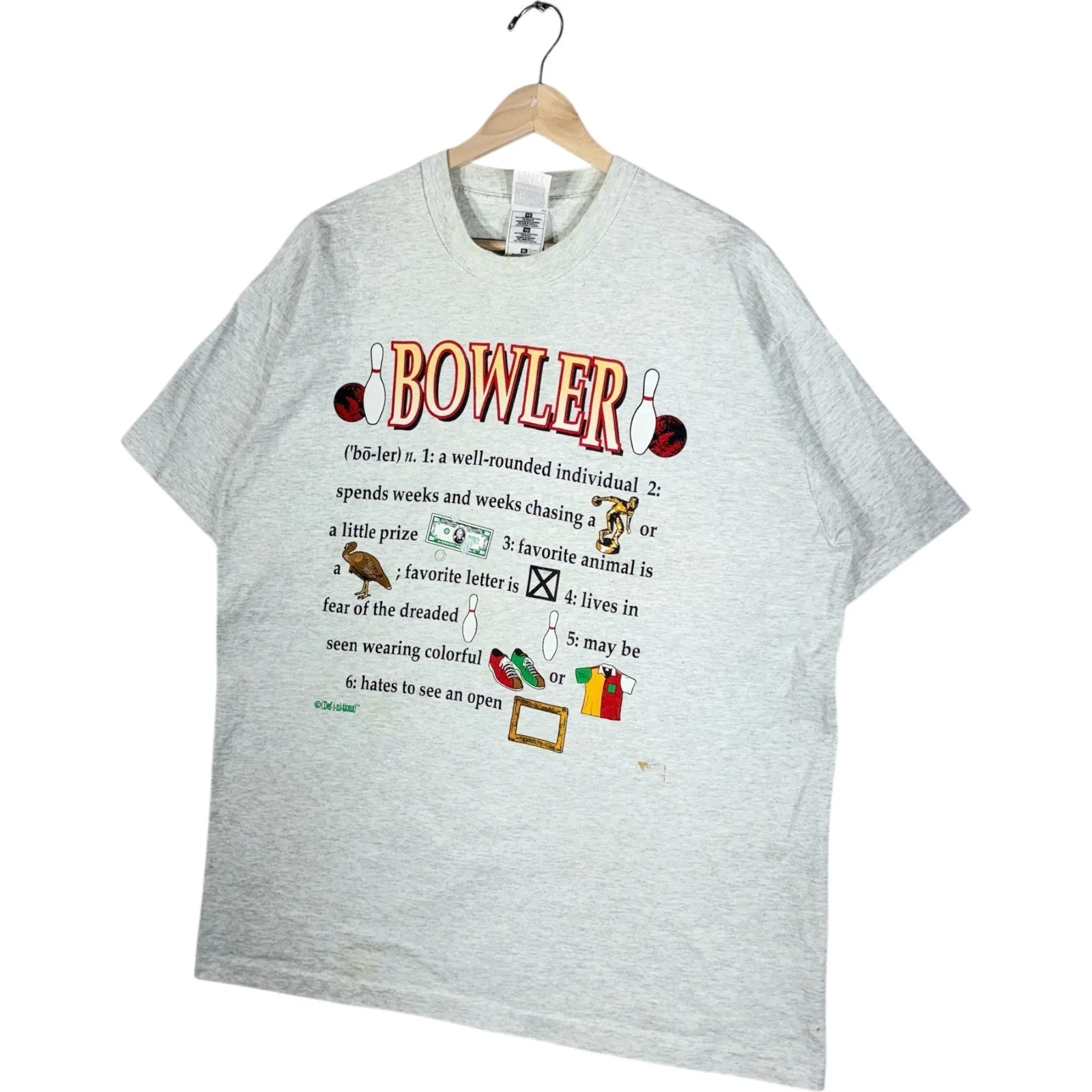Vintage Bowler Definition Spellout Humor Novelty Tee