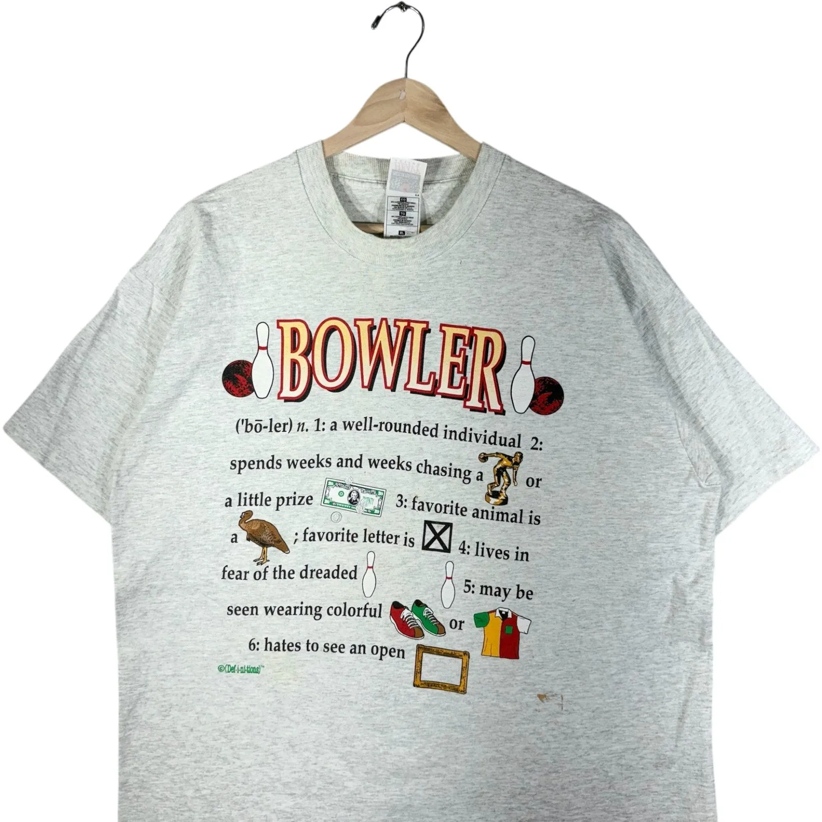 Vintage Bowler Definition Spellout Humor Novelty Tee