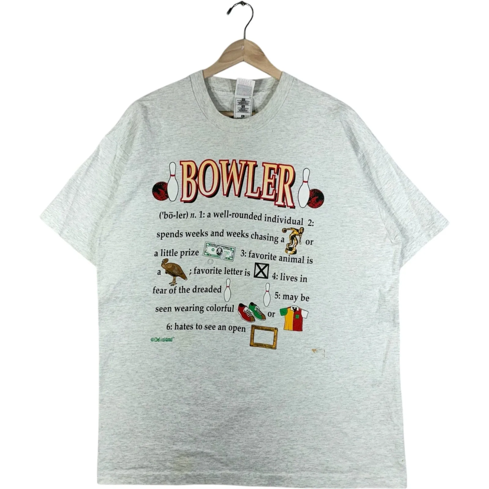 Vintage Bowler Definition Spellout Humor Novelty Tee
