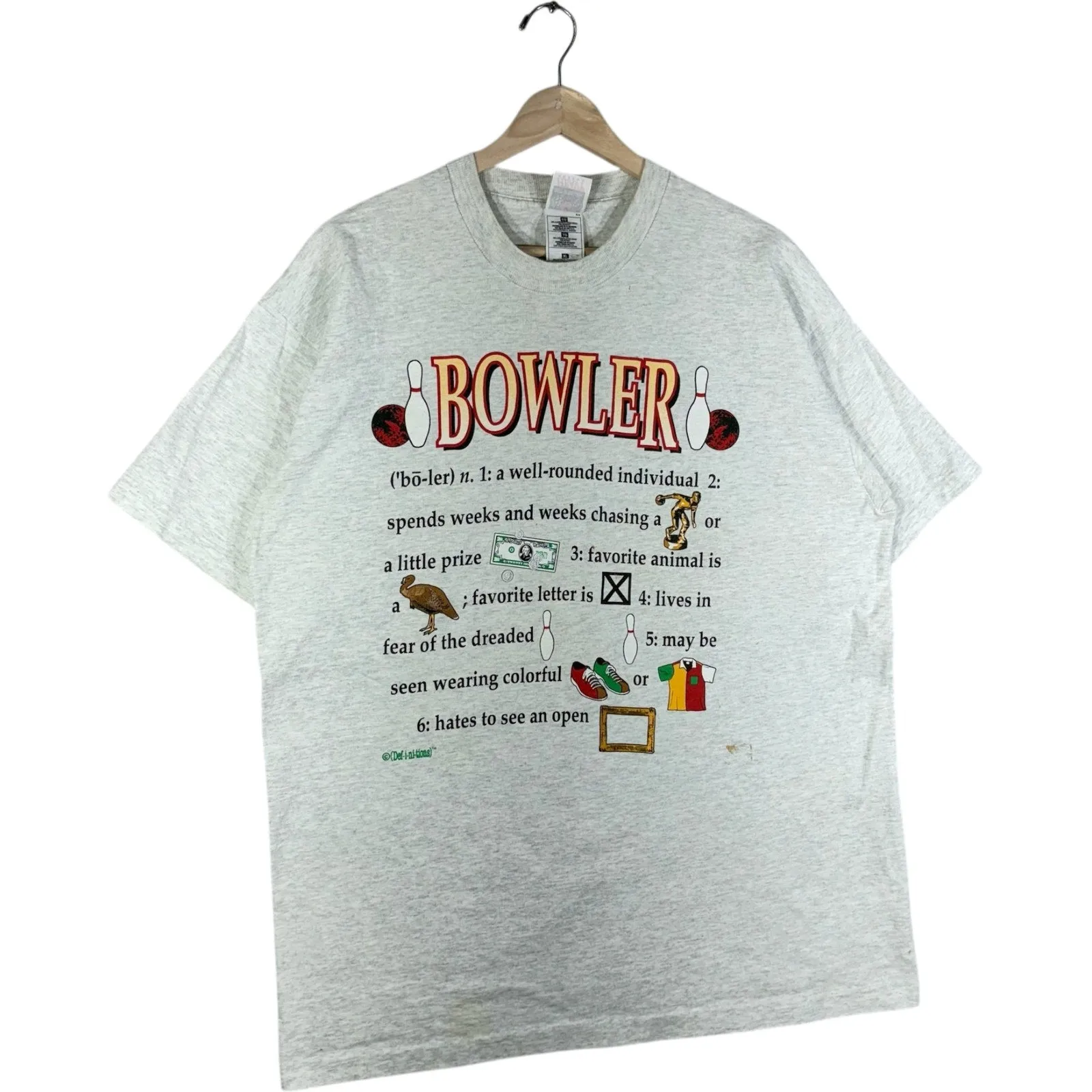 Vintage Bowler Definition Spellout Humor Novelty Tee