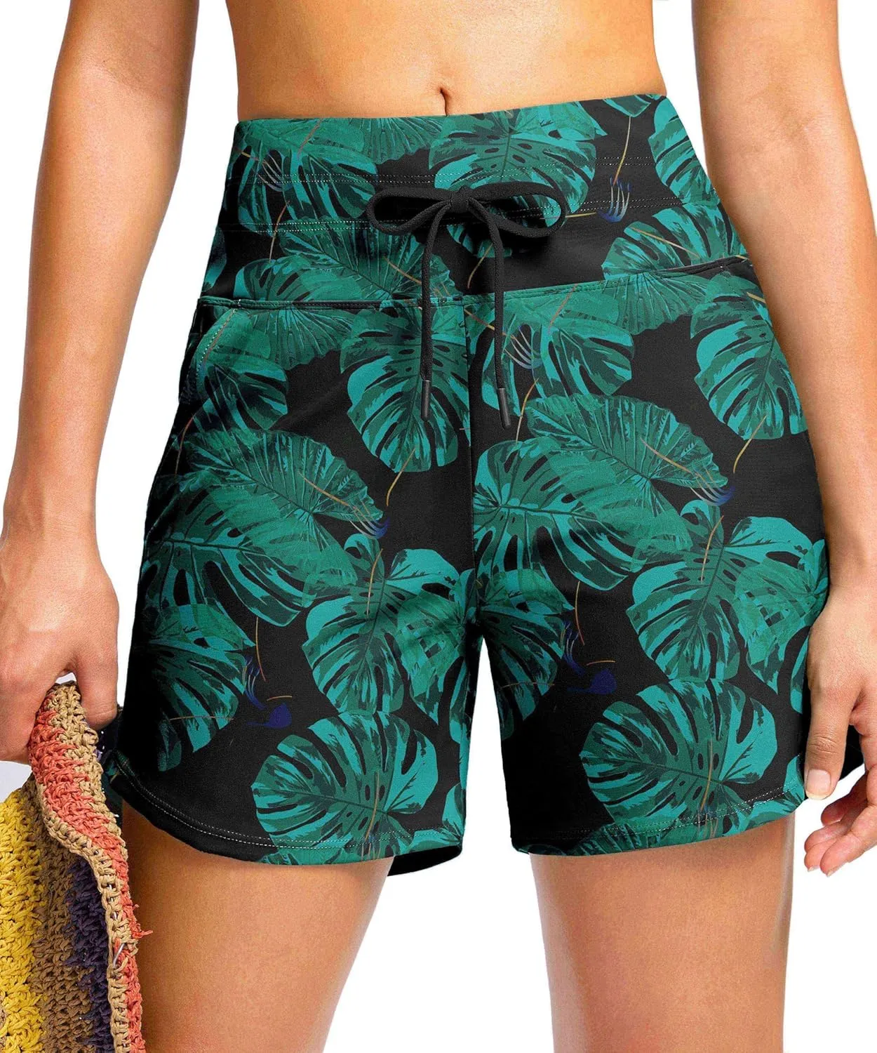 Viodia Women's 5" High Waisted Swim Board Shorts Quick Dry Beach Shorts with Pockets UPF 50  Swimsuit Bottoms with Liner
