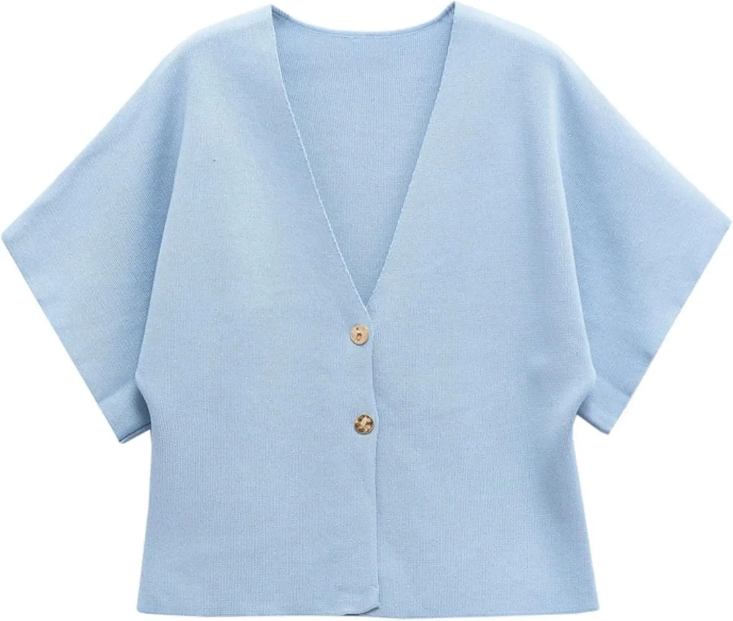 Wanzetaly Womens Oversized Cardigans Short Sleeve Lightweight Button V Neck Casual Knit Sweater Outerwear