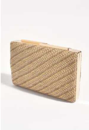 Weave Structured Clutch Chocolate/Gold