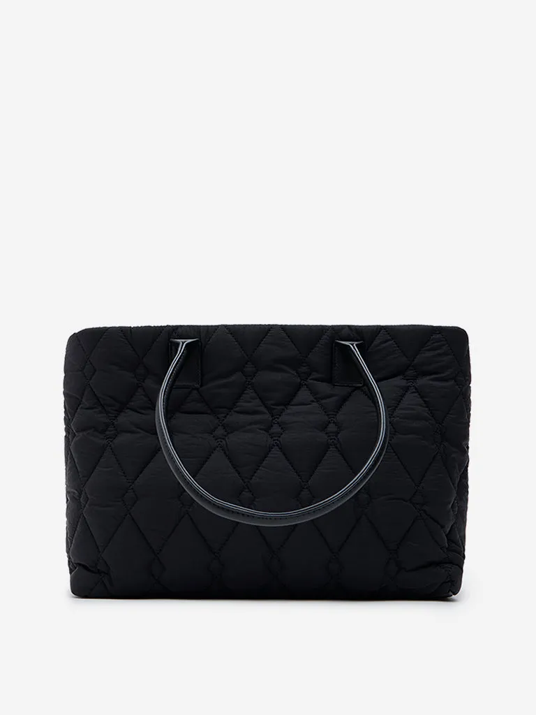 Westside Black Quilted Texture Hand Bag