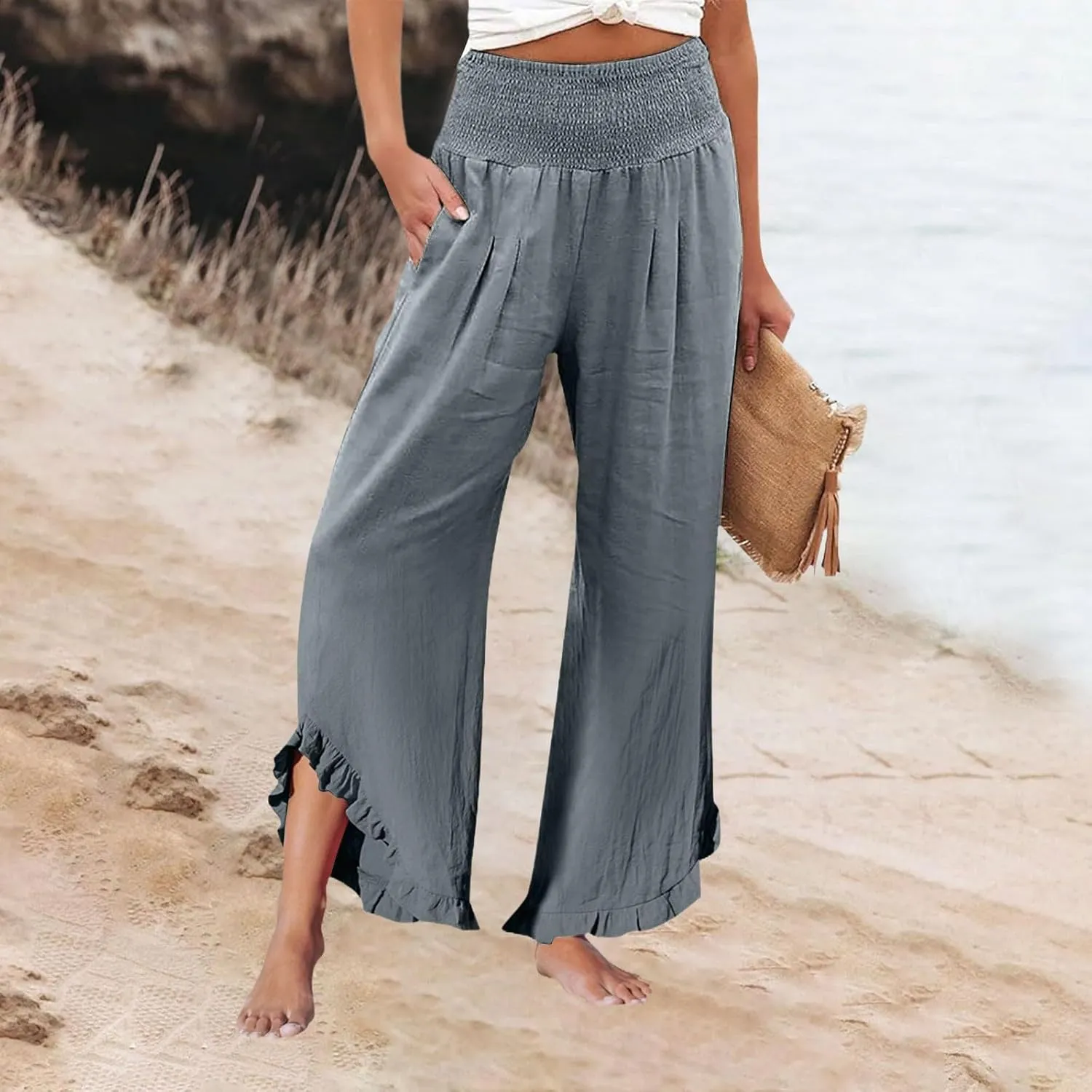 Wide Leg Pants for Women, Wide Leg High Waist Pants Summer Straight