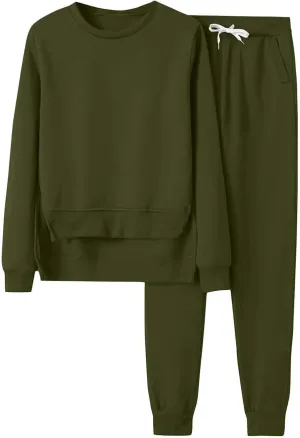 Women 2 Piece Outfits Long Sleeve V Neck Clothes Sweatsuit Hoodie Sweatshirts and Sweatpants Sets