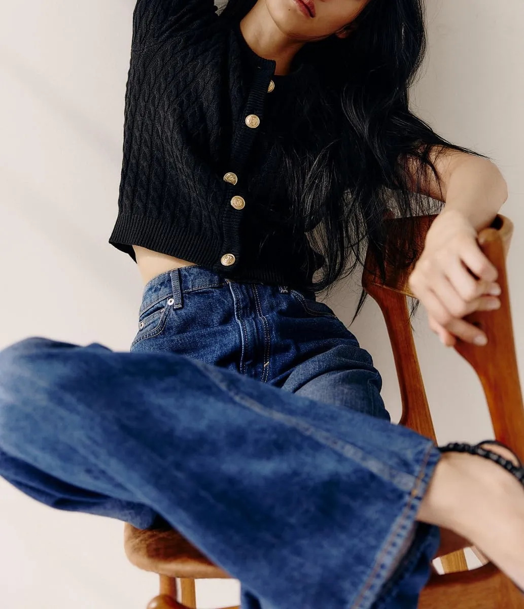 Women Cable Knit Cardigan Sweaters Short Sleeve Vintage Button Down Y2k Crop Knit Cardigan Casual Soft Sweater