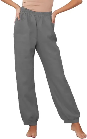Women Casual High Waist Pants Summer Solid Long Palazzo Pants Beach Trousers Loose Business Work Office Trousers