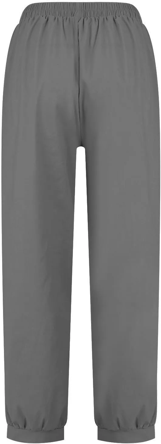 Women Casual High Waist Pants Summer Solid Long Palazzo Pants Beach Trousers Loose Business Work Office Trousers
