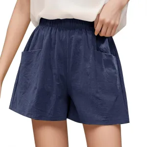 Women Casual Shorts Cotton Linen Wide Leg Short Pants Loose Fitting Quick Dry Athletic 2024 Summer Shorts with Pockets