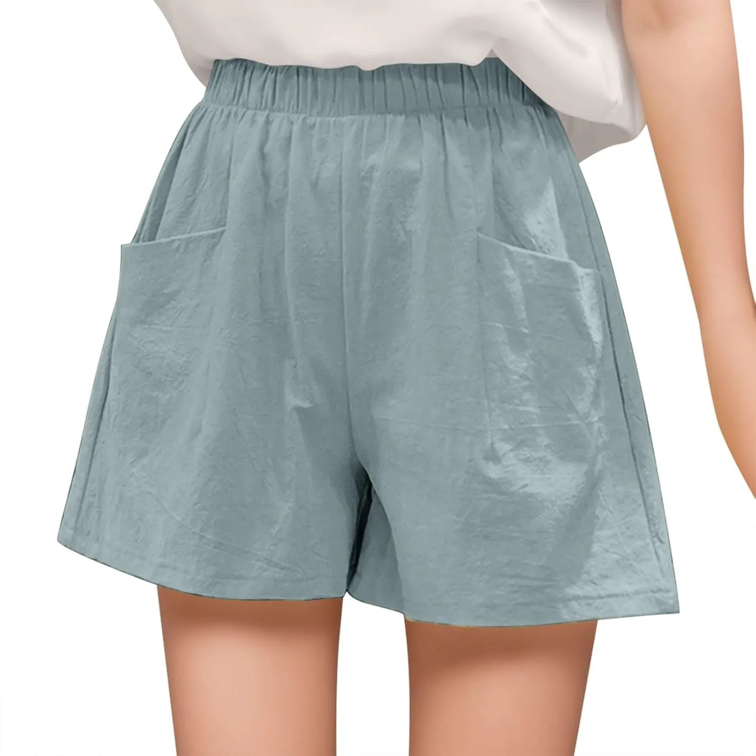Women Casual Shorts Cotton Linen Wide Leg Short Pants Loose Fitting Quick Dry Athletic 2024 Summer Shorts with Pockets