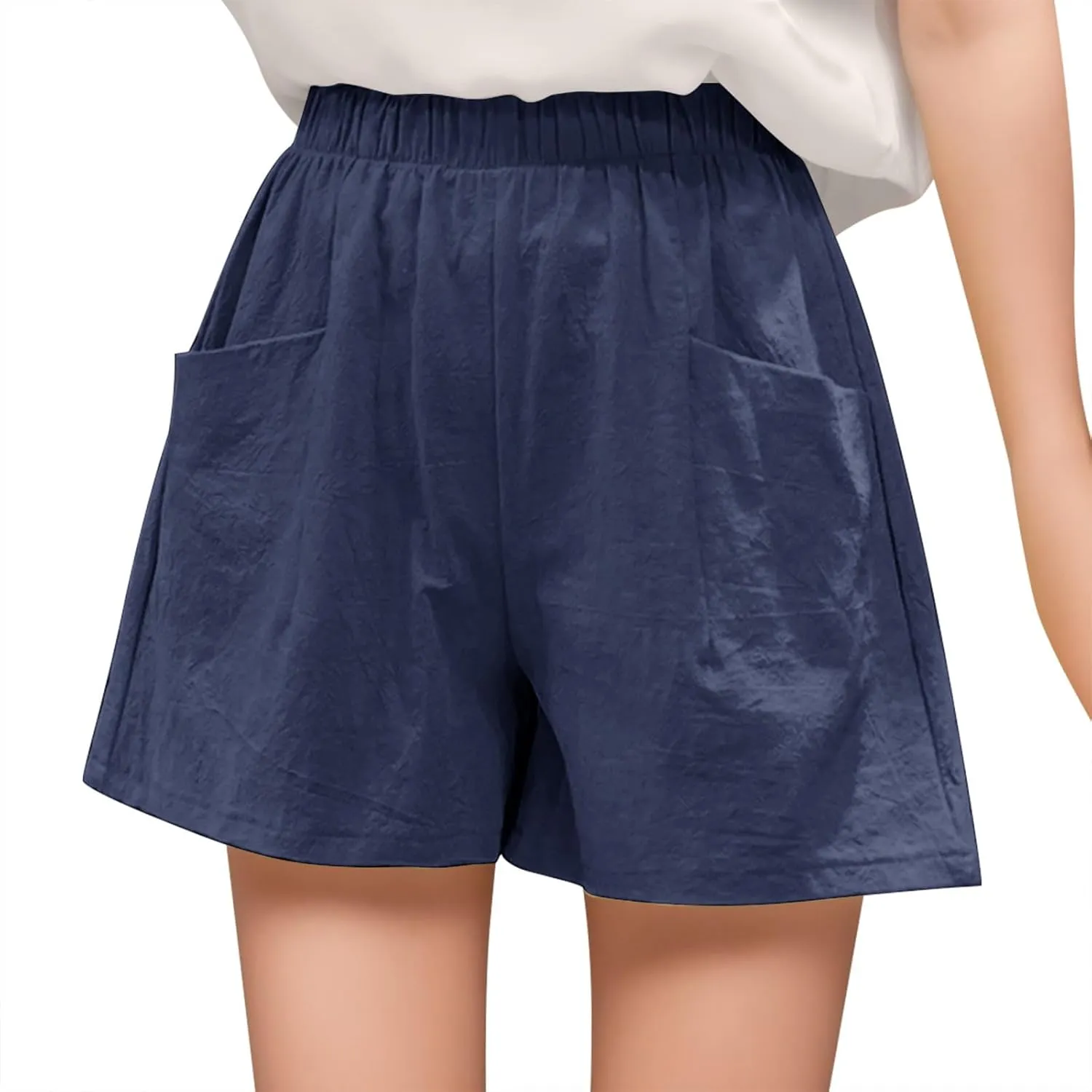 Women Casual Shorts Cotton Linen Wide Leg Short Pants Loose Fitting Quick Dry Athletic 2024 Summer Shorts with Pockets