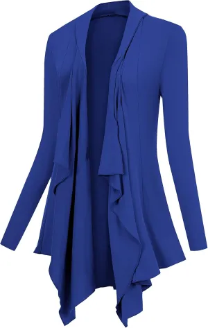 Women Drape Open Front Cardigan Long Sleeve Irregular Hem Cardigans for Women