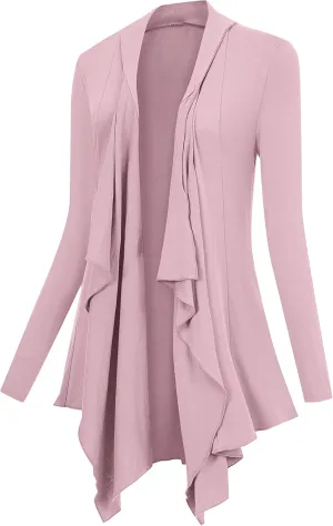 Women Drape Open Front Cardigan Long Sleeve Irregular Hem Cardigans for Women